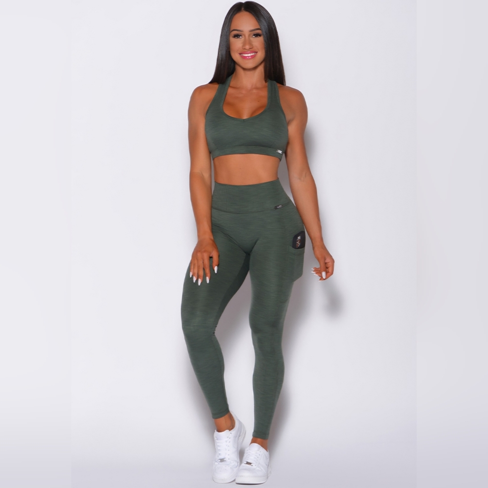 Bombshell Sportswear pocket rib leggings in Forrest green size MEDIUM